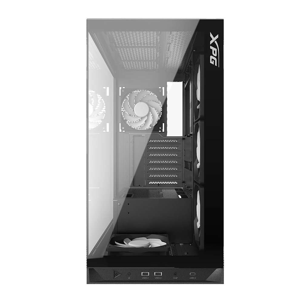 TORRE CHASIS XPG INVADER X NEGRA VIDRIO TEMPLADO + 5 ARGB + RISER 4.0